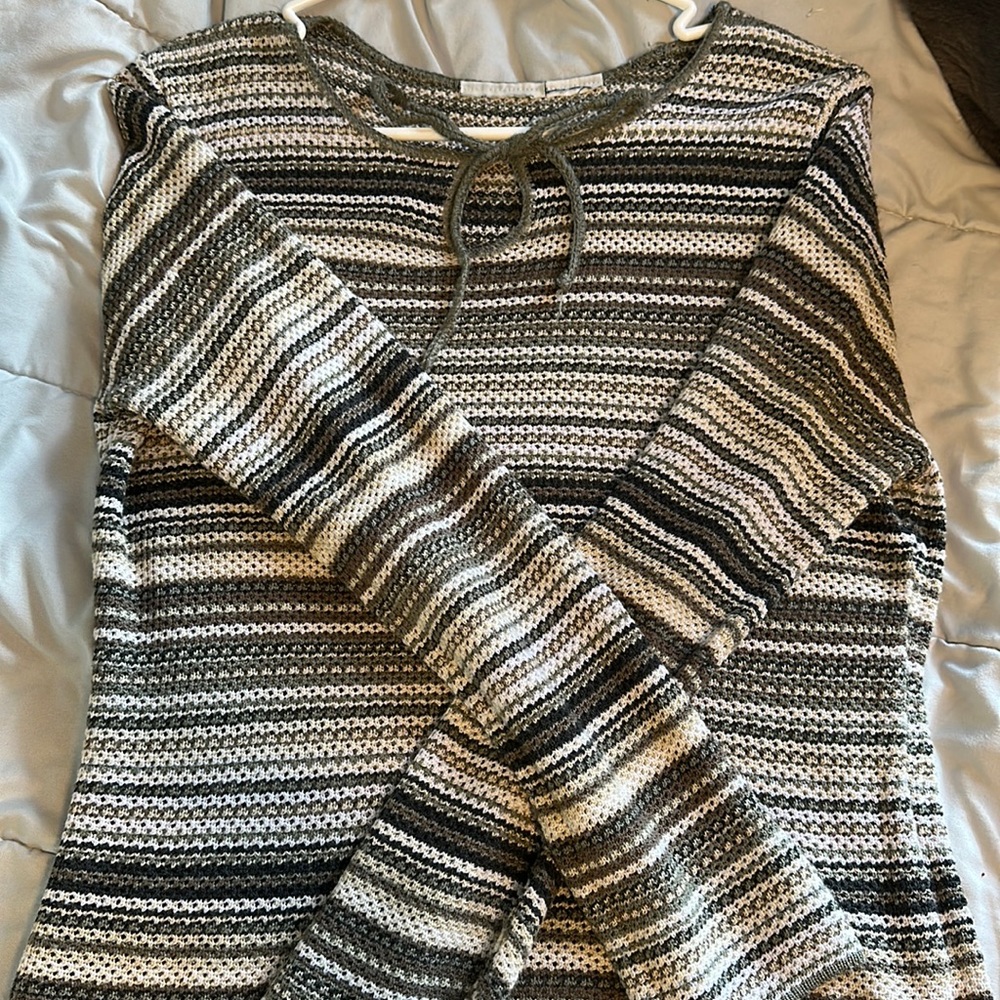 Green Striped Sweater With A Bow  size: S/M
